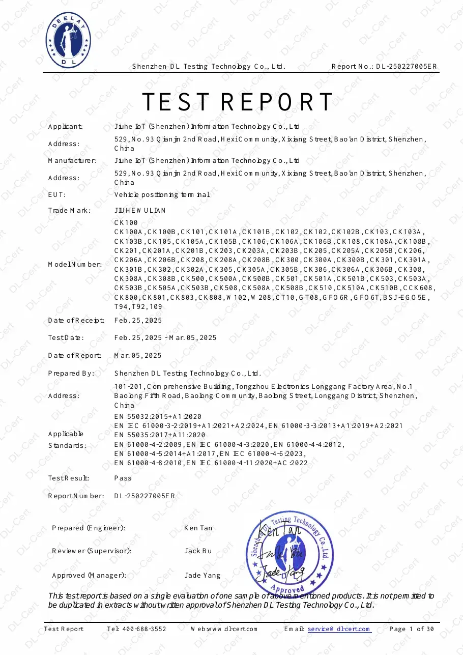 CK100 EN 55032 Test Report